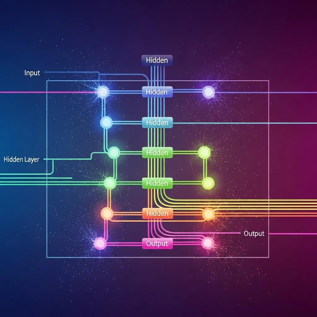 Illustration of a neural network representing cognitive computing in AI